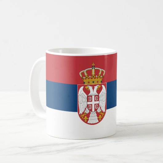Tasse mit der Flagge Serbiens (Vorderseite Links)