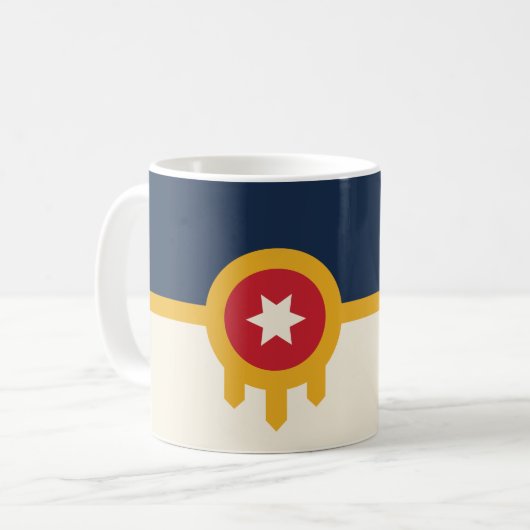 Tasse mit der Flagge von Tulsa, Oklahoma (Vorderseite Links)