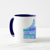 Tasse mit Druck in der Mitte - Word Cloud (Vorderseite Links)