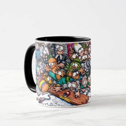 Tasse mit einem Cartoon über Kolombia (Vorderseite Links)