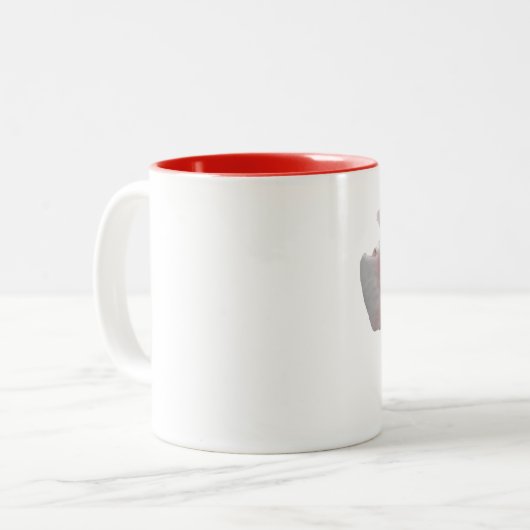 Tasse mit einem Single Reddish Rose (Vorderseite Links)