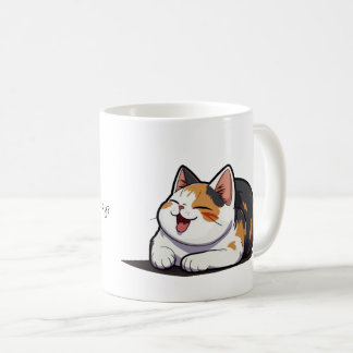 Tasse mit einer Kalico-Katze, die gähnt