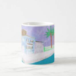 Tasse mit einer Karibikdörflichkeit