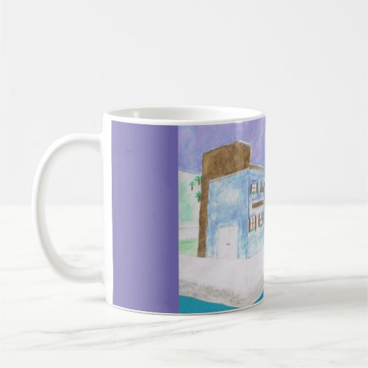 Tasse mit einer Karibikdörflichkeit (Links)