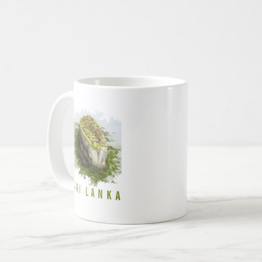 Tasse mit einer Sigiriya Festung Kunst. (Vorderseite Links)