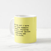 Tasse mit einfachem philosophischen Satz (Vorderseite Links)