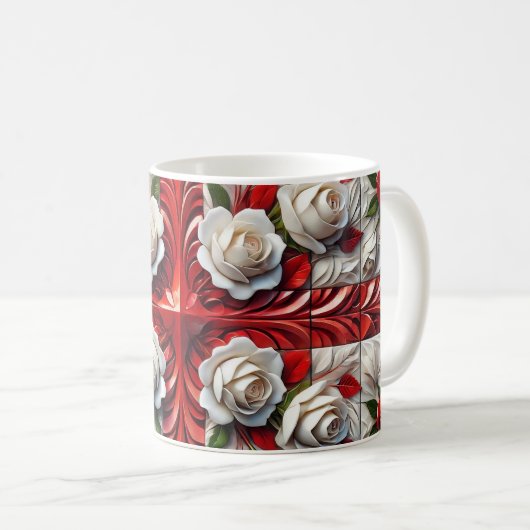 Tasse mit englischer Rose Design (VorderseiteRechts)