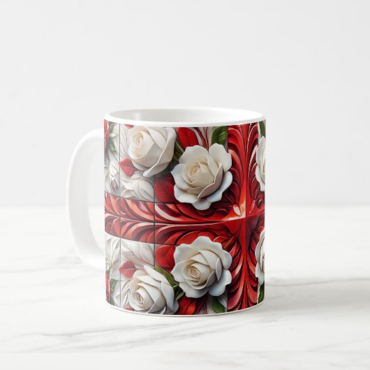 Tasse mit englischer Rose Design (Vorderseite Links)