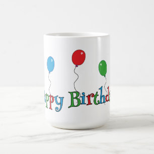 Tasse mit farbenfrohen Happy Birthday Luftballons
