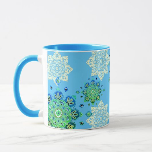 Tasse mit farbenfrohen Medallien (Links)