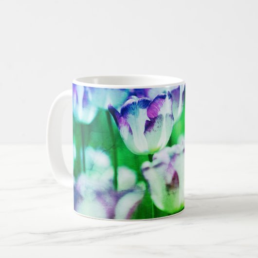 Tasse mit farbigen Tulpen (Vorderseite Links)