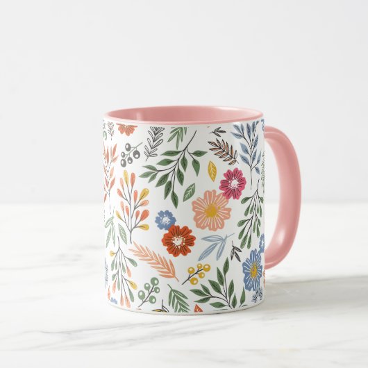 Tasse mit farbiger Blume (VorderseiteRechts)