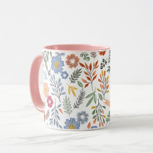 Tasse mit farbiger Blume (Vorderseite Links)