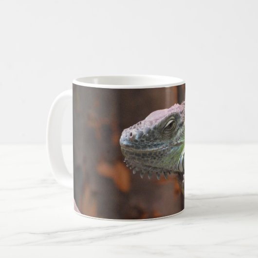 Tasse mit farbiger Iguana-Eidechse (Vorderseite Links)