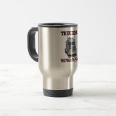 Tasse mit "Fernlastfahrer. Arbeitet für (Vorderseite Links)