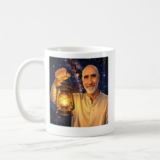 Tasse mit Finnbarr, der eine Laterne hält (Links)