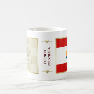 Tasse mit Flagge und Karte von Französisch-Polynes