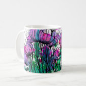 Tasse mit handgemalten rosa Blumen (Vorderseite Links)