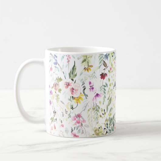 Tasse mit handgemalter Watercolor-Blume und (Links)