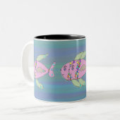 Tasse mit handgezogenen Fischen (Vorderseite Links)