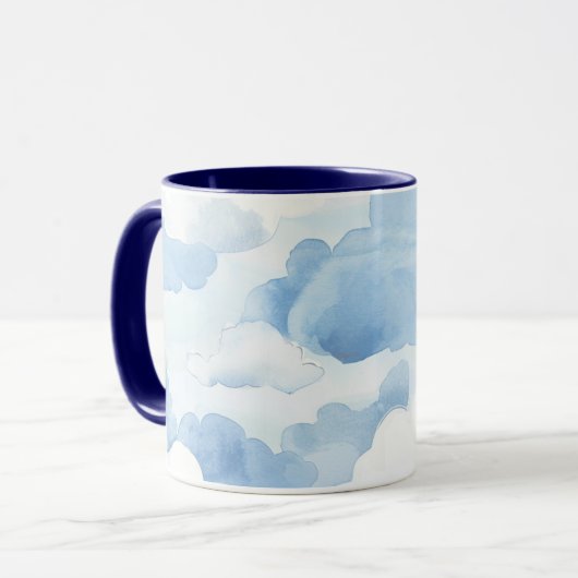 Tasse mit hellblauen Wolkendesign 350ml (Vorderseite Links)