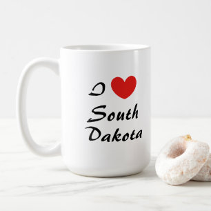 Tasse mit Herz-Typografie "Ich liebe South Dakota"