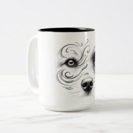 Tasse mit Hund und menschlichem Gesicht