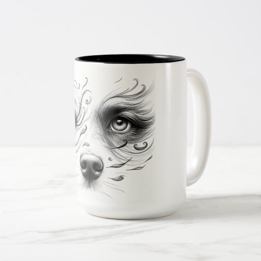 Tasse mit Hund und menschlichem Gesicht (VorderseiteRechts)