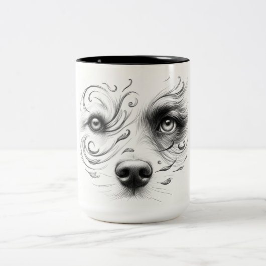 Tasse mit Hund und menschlichem Gesicht (Mittel)