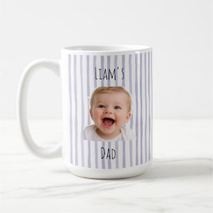 Tasse mit individuellem Foto und violetten Streife