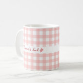 Tasse mit individuellem Namen und süßem Gingham-Mu (Vorderseite Links)