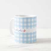 Tasse mit individuellem Namen und süßem Gingham-Mu (Vorderseite Links)