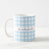 Tasse mit individuellem Namen und süßem Gingham-Mu (Links)