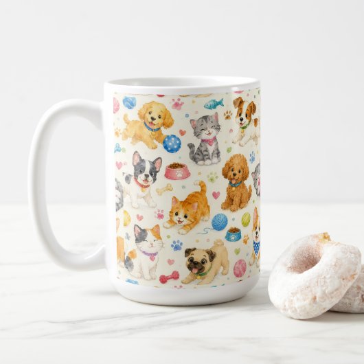 Tasse mit individuellem Wasserfarben-Design und Ca (Mit Donut)