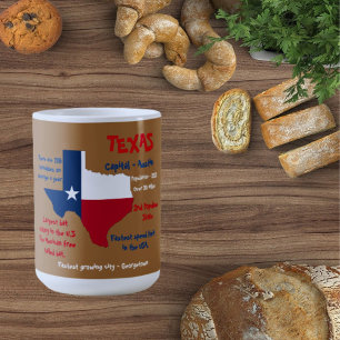 Tasse mit interessanten Fakten über Texas
