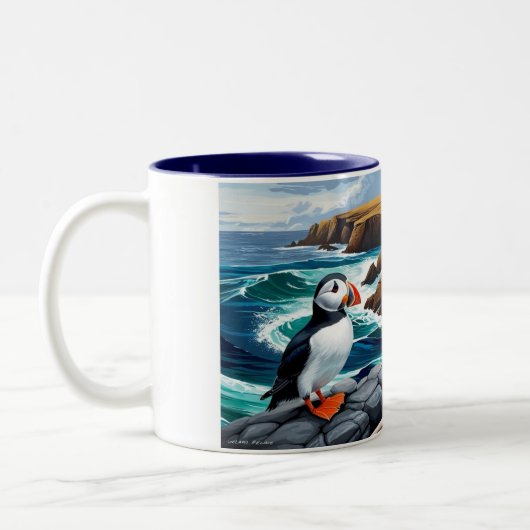 Tasse mit isländischen Puffins (Links)