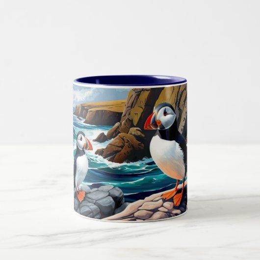 Tasse mit isländischen Puffins (Mittel)