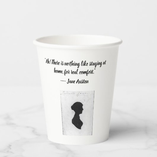Tasse mit Jane Austen Zitat Pappbecher (Vorderseite)