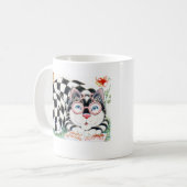 Tasse mit karierter Katze (Vorderseite Links)