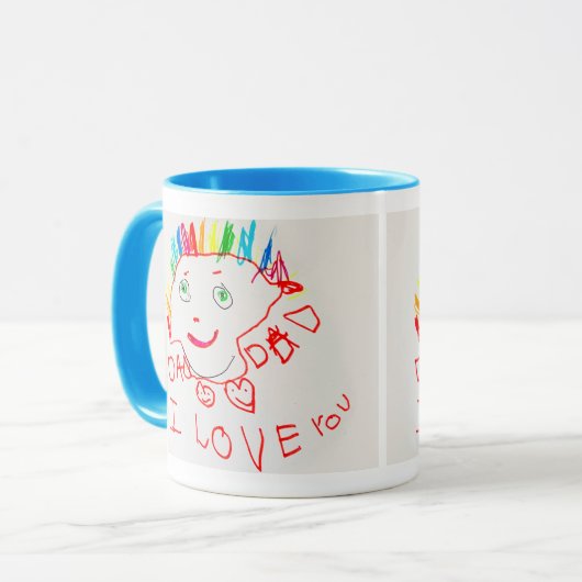 Tasse mit Kinderkunst (Vorderseite Links)