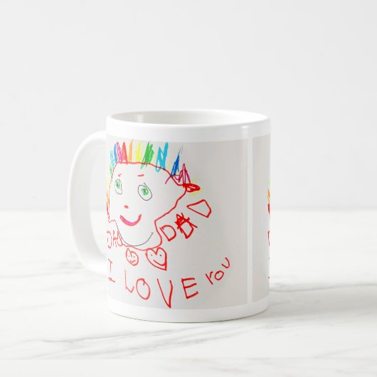 Tasse mit Kinderkunst (Vorderseite Links)