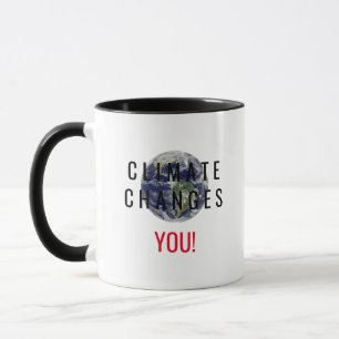 Tasse mit Klimawandel-Bewusstseinsbotschaft