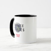 Tasse mit Klimawandel-Bewusstseinsbotschaft (Vorderseite Links)