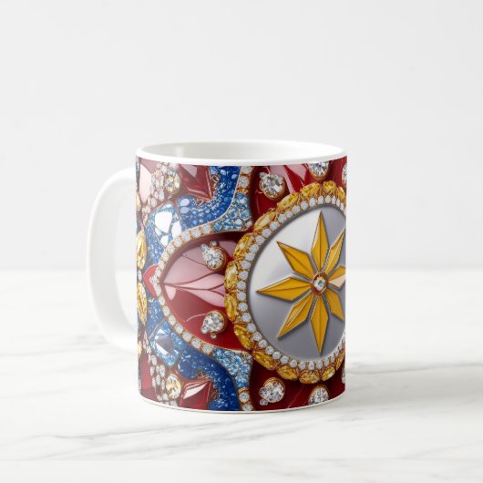 Tasse mit kolumbianischem Farbdesign (Vorderseite Links)
