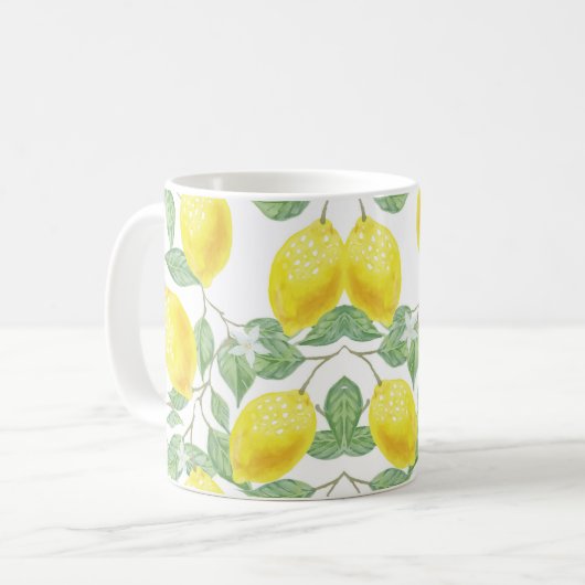 Tasse mit künstlerisch gestaltetem Zitronenwein (Vorderseite Links)