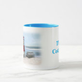 Tasse mit Leuchtturm und Weihnachtskranz (Zentrum)