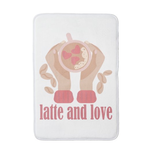 Tasse mit Liebe, Händchen und Kaffee - Angebot Badematte (Vorderseite Vertikal)