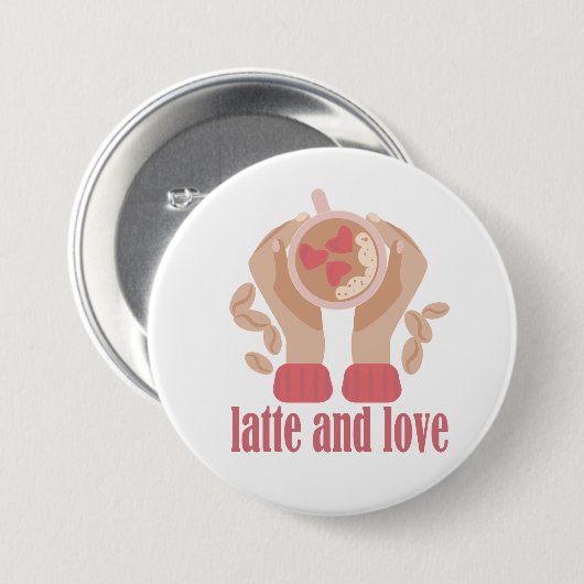 Tasse mit Liebe, Händchen und Kaffee - Angebot Button (Vorne & Hinten)