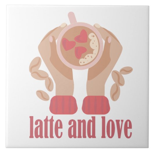 Tasse mit Liebe, Händchen und Kaffee - Angebot Fliese (Vorderseite)