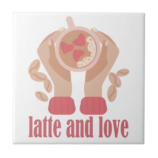 Tasse mit Liebe, Händchen und Kaffee - Angebot Fliese (Vorderseite)